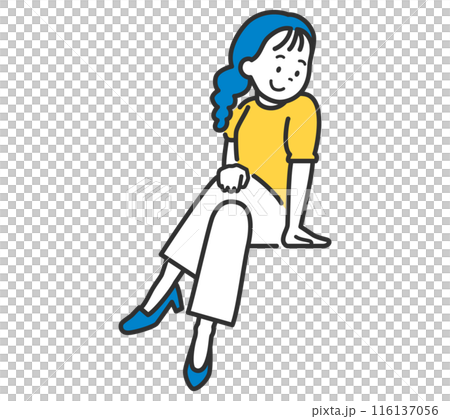 笑顔で座っている女性のイラスト 116137056