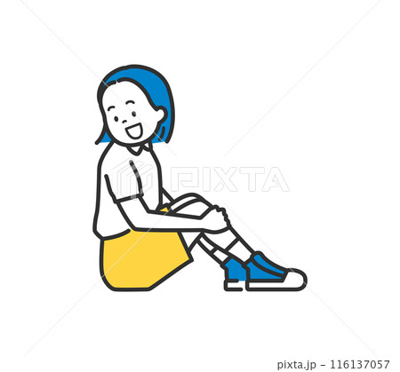 笑顔で座っている女性のイラスト 笑顔で座っている女性のイラスト 116137057