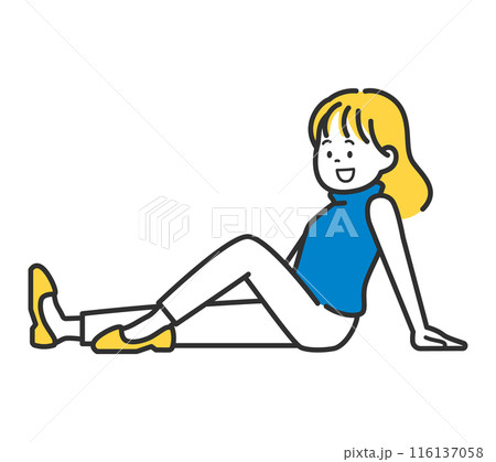 笑顔で座っている女性のイラスト 笑顔で座っている女性のイラスト 116137058