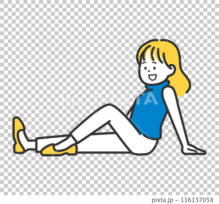 笑顔で座っている女性のイラスト 笑顔で座っている女性のイラスト 116137058