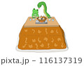 こたつでおでんを食べるへびとカエル 116137319