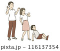 仲の良い親子が驚いている様子 116137354