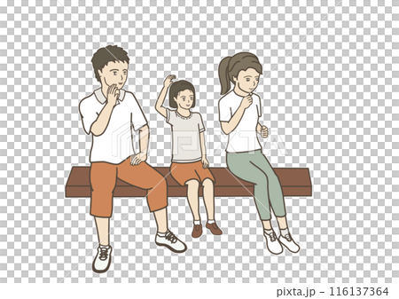 仲の良い親子が応援している様子 116137364