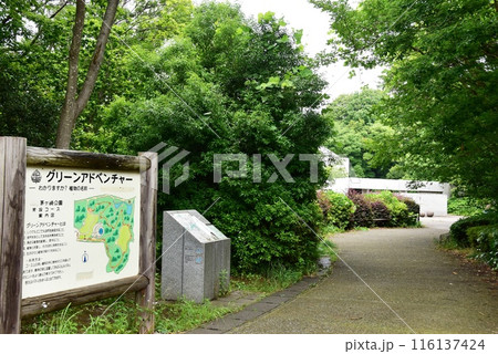 横浜市都筑区　茅ヶ崎公園のグリーンアドベンチャーとささぶねのみち 116137424