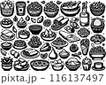 Outline Set of Mexican Food 116137497