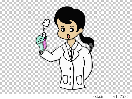 Woman conducting an experiment with a test tube Woman conducting an experiment with a test tube 116137520