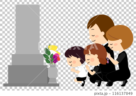 一家人前來掃墓，參加追悼會。 116137849