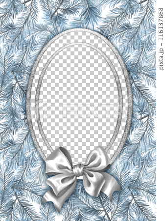 Hand drawn Christmas holiday greeting card or covers with fir tree branches. Blue and silver colors. Hand drawn Christmas holiday greeting card or covers with fir tree branches. Blue and silver colors. 116137868