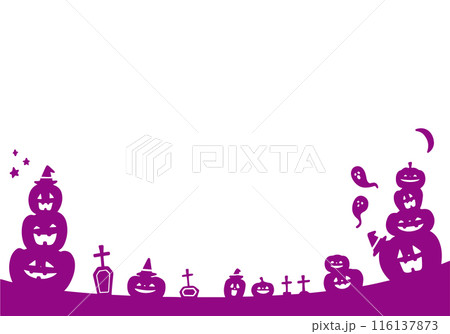 紫のハロウィンモチーフのシルエットフレーム 紫のハロウィンモチーフのシルエットフレーム 116137873