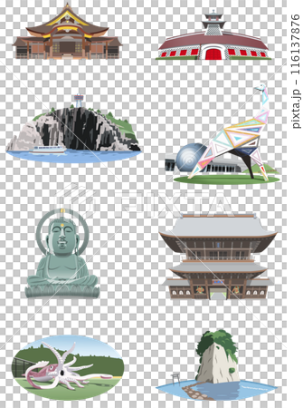 北陸4県観光地イラストアイコン集 116137876