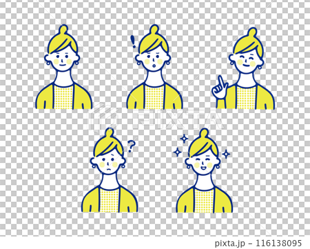 Simple female facial expression set Simple female facial expression set 116138095