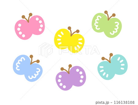 カラフルでかわいいちょうちょのイラスト素材  116138108