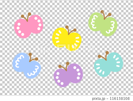 カラフルでかわいいちょうちょのイラスト素材  116138108