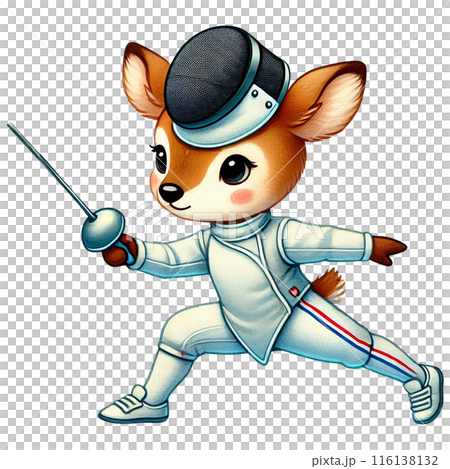 Deer fencer watercolor isolate transparent background. Deer fencer watercolor isolate transparent background. 116138132