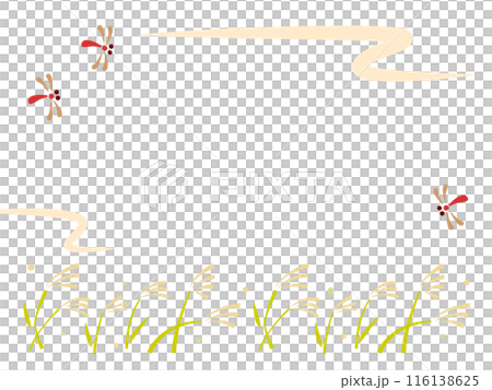 トンボとススキのフレーム 116138625