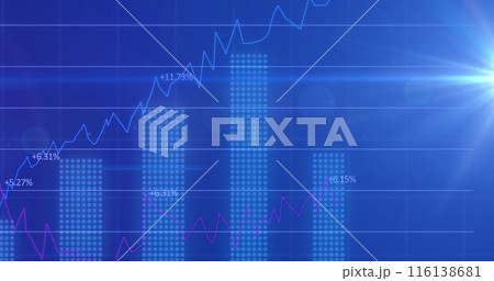 Image of financial data processing over blue background 116138681