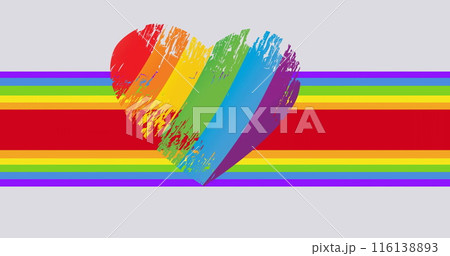 Image of rainbow heart over rainbow background Image of rainbow heart over rainbow background 116138893