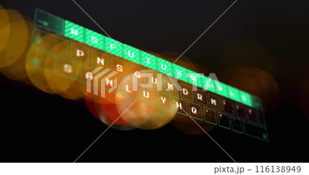 Image of keyboard over bokeh on black background Image of keyboard over bokeh on black background 116138949