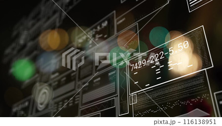 Image of data processing over bokeh on black background 116138951