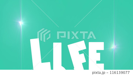 Digital image of spot of light against life text banner with copy space on blue background Digital image of spot of light against life text banner with copy space on blue background 116139077