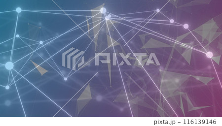 Image of network of connections over shapes 116139146