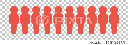 水平排列 10 人的圖標/象形圖 - 簡單組/10 人材料 116139186