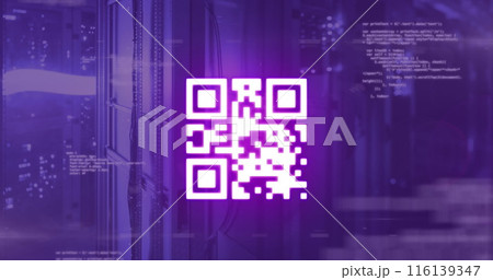 Image of qr code over data processing and server room Image of qr code over data processing and server room 116139347