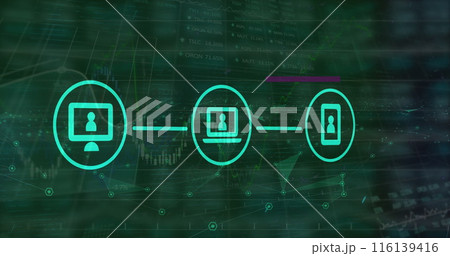 Image of data processing over media icons Image of data processing over media icons 116139416