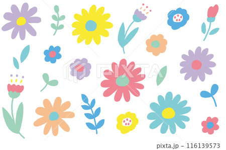 カラフルな花のイラストのイラスト素材 [116139573] - PIXTA