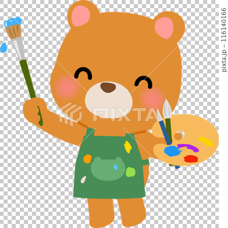 絵筆とパレットを持ったクマのキャラクター 116140166