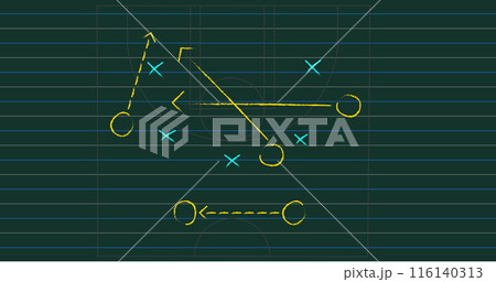 Image of sports game strategy on ruled paper background 116140313
