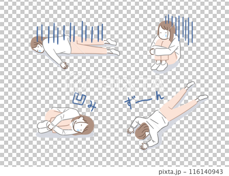 Illustration set of a depressed young woman 116140943