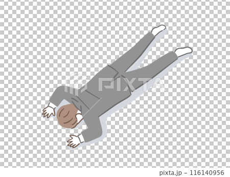 Illustration material of a man in a suit lying face down Illustration material of a man in a suit lying face down 116140956
