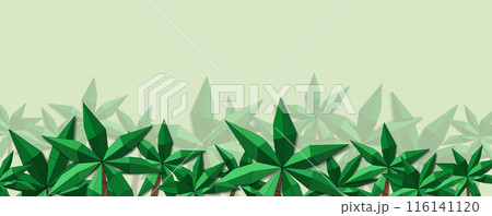 Abstract beach with palm trees and blue ocean. Vector art. 116141120