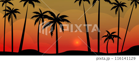 Abstract beach with palm trees and blue ocean. Vector art. Abstract beach with palm trees and blue ocean. Vector art. 116141129