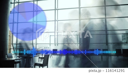 Digital composite image of statistical data processing against business people walking in an office 116141291