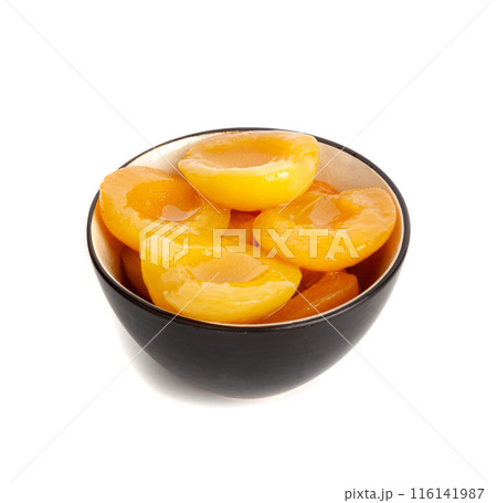 Canned Peaches, Apricot Halves in Syrup, Yellow Fruit Dessert, Tinned Nectarine Compote Canned Peaches, Apricot Halves in Syrup, Yellow Fruit Dessert, Tinned Nectarine Compote 116141987