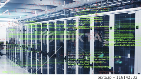Image of data processing over server room 116142532