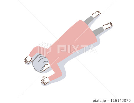うつ伏せで倒れているシニアの女性のイラスト素材 うつ伏せで倒れているシニアの女性のイラスト素材 116143070