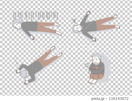 Illustration set of a senior man in poor health 116143072