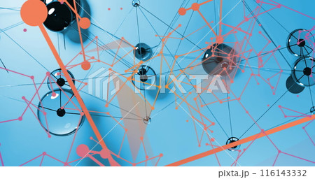 Image of dots forming geometric shapes over black abstract pattern in crystal balls 116143332