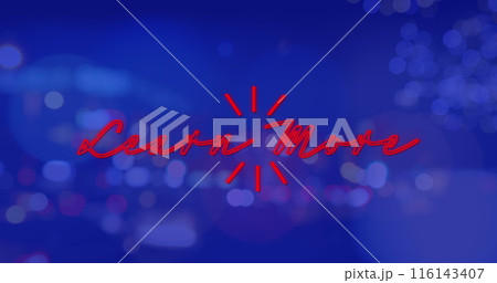 Image of learn more neon text banner against night city traffic Image of learn more neon text banner against night city traffic 116143407