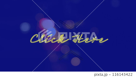 Image of click here neon text banner against night city traffic 116143422