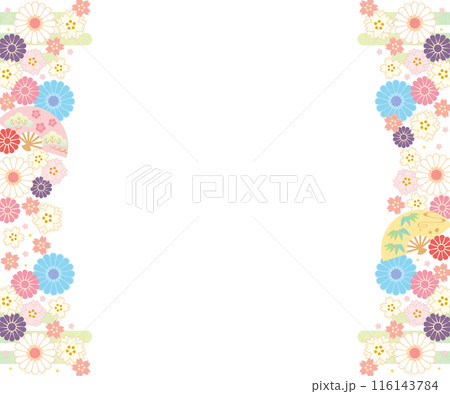 背景素材-花と桜と扇2024-5テク 116143784