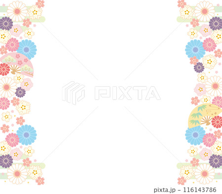 背景素材-花と桜と扇2024-5ベク 116143786