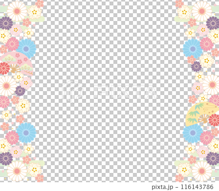 背景素材-花と桜と扇2024-5ベク 116143786