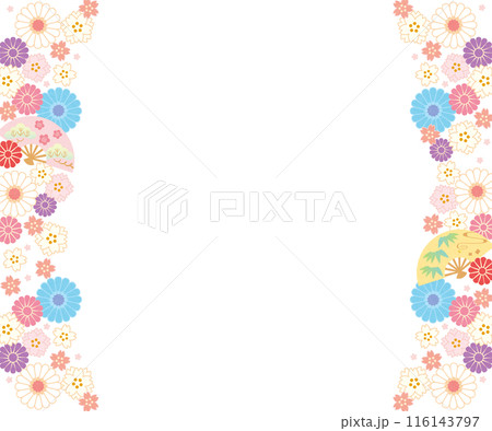 背景素材-花と桜と扇2024-9テク 116143797