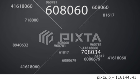 Image of white numbers changing and processing on grey background 116144343