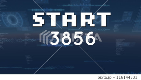 Image of start text over data processing on dark background 116144533