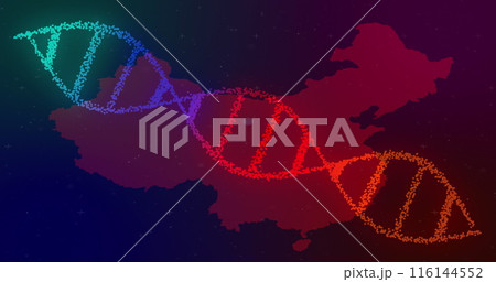 Image of dna strand spinning over map of china Image of dna strand spinning over map of china 116144552